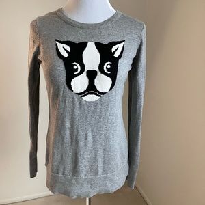 Bass sweater with Boston Terrier print